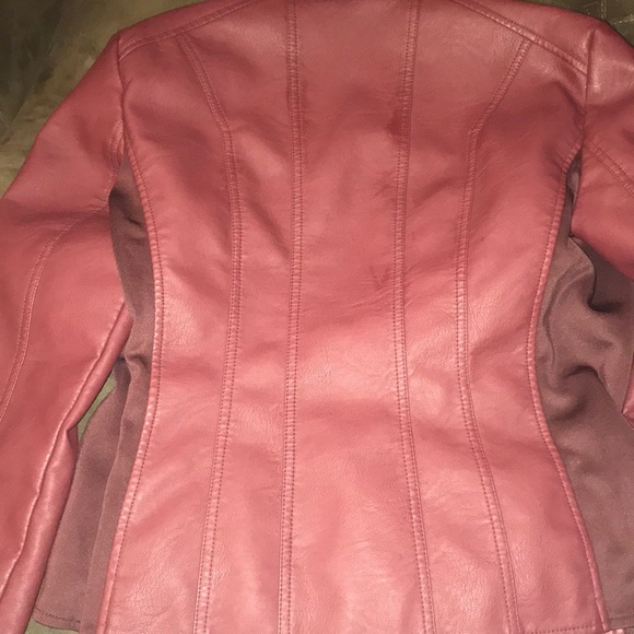 Baccini Cranberry Red Vegan leather Motto Jacket - Picture 5 of 5